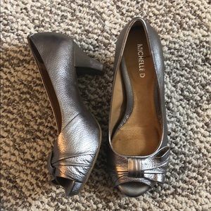 Silver Open Toe Pumps